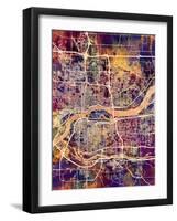 Quad Cities Street Map-Michael Tompsett-Framed Art Print