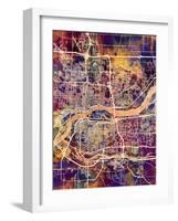 Quad Cities Street Map-Michael Tompsett-Framed Art Print