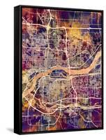 Quad Cities Street Map-Michael Tompsett-Framed Stretched Canvas