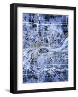 Quad Cities Street Map-Michael Tompsett-Framed Art Print