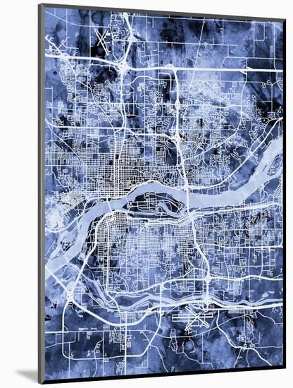 Quad Cities Street Map-Michael Tompsett-Mounted Art Print