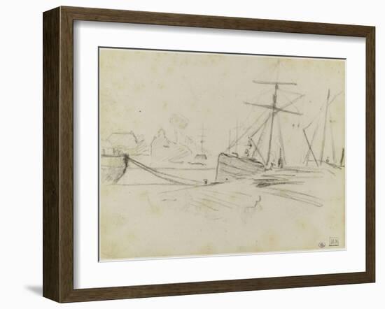 Quai avec bateaux amarrés-Paul Gauguin-Framed Giclee Print