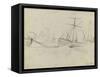 Quai avec bateaux amarrés-Paul Gauguin-Framed Stretched Canvas