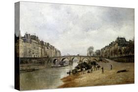 Quai de la Seine et le Pont-Marie-Stanislas Lepine-Stretched Canvas