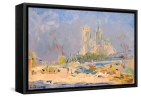 Quai De La Tournelle and Notre-Dame De Paris, 1884-Albert-Charles Lebourg-Framed Stretched Canvas
