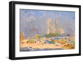 Quai De La Tournelle and Notre-Dame De Paris, 1884-Albert-Charles Lebourg-Framed Giclee Print