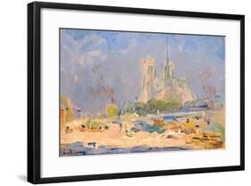 Quai De La Tournelle and Notre-Dame De Paris, 1884-Albert-Charles Lebourg-Framed Giclee Print