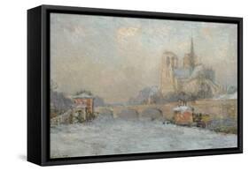 Quai De La Tournelle and Notre-Dame De Paris, 1909-Albert-Charles Lebourg-Framed Stretched Canvas