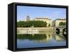 Quai Victor Augagneur on River Rhone, Lyon, Rhone Valley, France, Europe-David Hughes-Framed Stretched Canvas