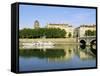 Quai Victor Augagneur on River Rhone, Lyon, Rhone Valley, France, Europe-David Hughes-Framed Stretched Canvas