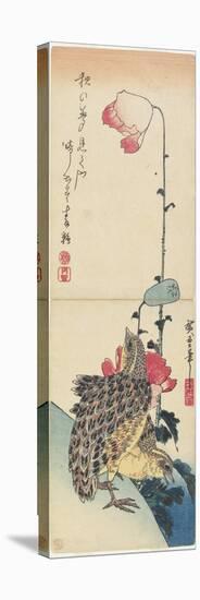 Quail and Poppies, 1830-1858-Utagawa Hiroshige-Stretched Canvas