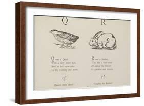 Quail and Rabbit Illustrations and Verse From Nonsense Alphabets by Edward Lear.-Edward Lear-Framed Giclee Print