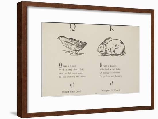 Quail and Rabbit Illustrations and Verse From Nonsense Alphabets by Edward Lear.-Edward Lear-Framed Giclee Print