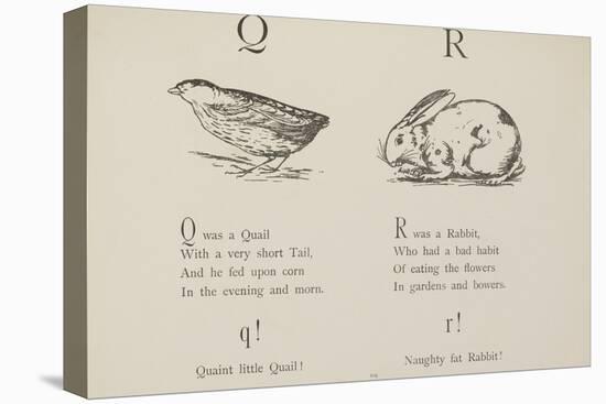 Quail and Rabbit Illustrations and Verse From Nonsense Alphabets by Edward Lear.-Edward Lear-Stretched Canvas