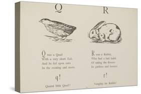 Quail and Rabbit Illustrations and Verse From Nonsense Alphabets by Edward Lear.-Edward Lear-Stretched Canvas