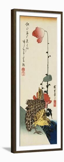 Quail and Wild Poppies-Kishi Chikudo-Framed Giclee Print