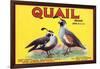 Quail Brand - Upland, California - Citrus Crate Label-Lantern Press-Framed Art Print