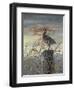 Quail on a Post-Carolyn Mock-Framed Art Print