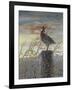 Quail on a Post-Carolyn Mock-Framed Art Print