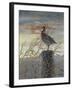 Quail on a Post-Carolyn Mock-Framed Art Print