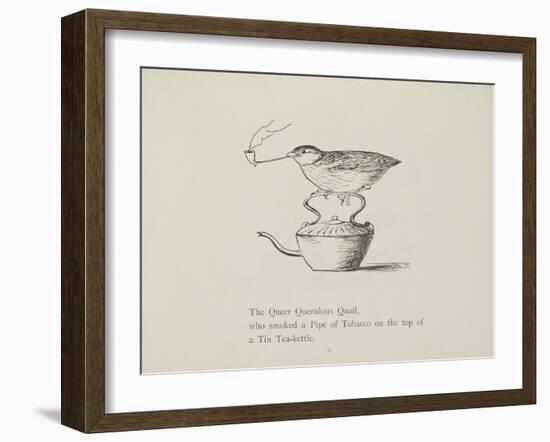 Quail Perched On Teapot, Smoking a Pipe From a Collection Of Poems and Songs by Edward Lear-Edward Lear-Framed Giclee Print