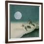 Quails and Full Moon, C.Early 1900s-Tsukioka Kogyo-Framed Giclee Print