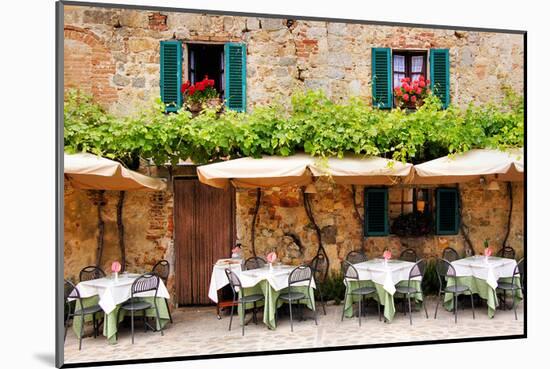 Quaint Cafe in Tuscany Italy-null-Mounted Art Print