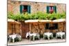 Quaint Cafe in Tuscany Italy-null-Mounted Art Print