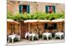 Quaint Cafe in Tuscany Italy-null-Mounted Art Print