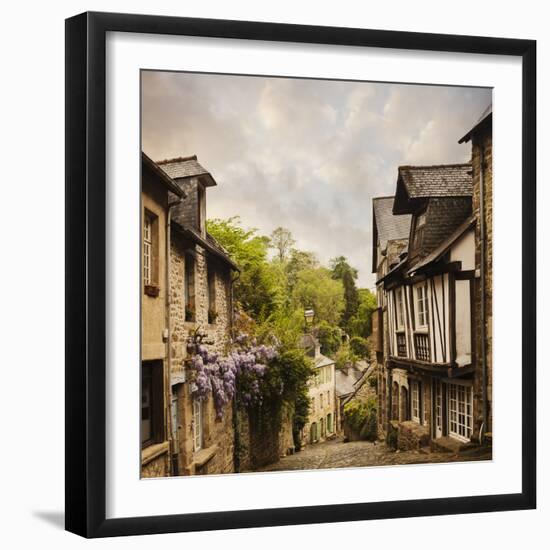 Quaint French Houses and Cobblestone Street-Mike Kemp-Framed Photographic Print