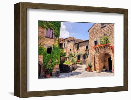 Quaint Hill Town Corner Italy-null-Framed Art Print