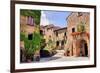 Quaint Hill Town Corner Italy-null-Framed Art Print