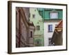 Quaint Houses and Cobbled Street in Old Town, Riga, Latvia-Keren Su-Framed Photographic Print