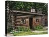 Quaint Log Cabin with Stone Chimney, Fort Boonesborough, Kentucky, USA-Dennis Flaherty-Stretched Canvas