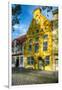 Quaint Yellow House In Old Town Lubeck-George Oze-Framed Photographic Print