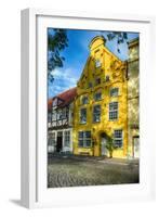 Quaint Yellow House In Old Town Lubeck-George Oze-Framed Photographic Print