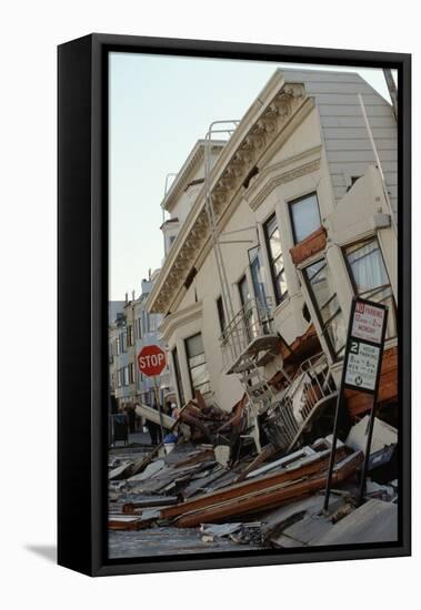 Quake-Damaged Apartment House-Roger Ressmeyer-Framed Stretched Canvas