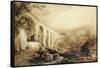 Quakers Yard Viaduct, C1840 (Pen and Wash on Paper)-Penry Williams-Framed Stretched Canvas