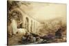 Quakers Yard Viaduct, C1840 (Pen and Wash on Paper)-Penry Williams-Stretched Canvas