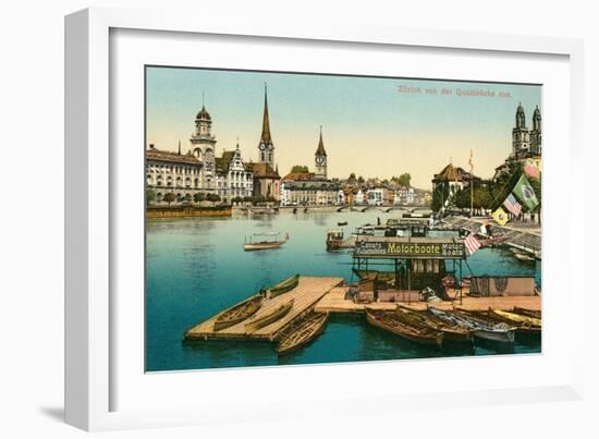 Qualbrucke in Zurich, Switzerland-null-Framed Art Print