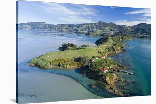 Quarantine Island and Otago Harbour, Dunedin, Otago, South Island, New Zealand-David Wall-Stretched Canvas