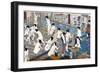 Quarreling and Scuffling in a Women's Bathhouse, Japan-Yoshiiku-Framed Giclee Print