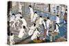 Quarreling and Scuffling in a Women's Bathhouse, Japan-Yoshiiku-Stretched Canvas