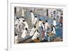 Quarreling and Scuffling in a Women's Bathhouse, Japan-Yoshiiku-Framed Giclee Print