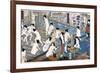 Quarreling and Scuffling in a Women's Bathhouse, Japan-Yoshiiku-Framed Giclee Print