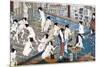 Quarreling and Scuffling in a Women's Bathhouse, Japan-Yoshiiku-Mounted Giclee Print