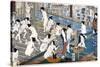 Quarreling and Scuffling in a Women's Bathhouse, Japan-Yoshiiku-Stretched Canvas