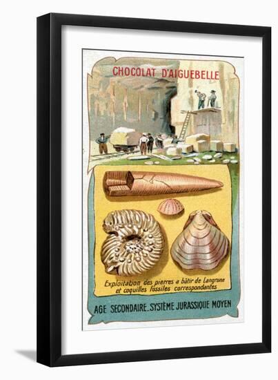 Quarrying Stone Containing Fossils from the Jurassic Period at Langrune, Normandy, France, 1905-null-Framed Giclee Print