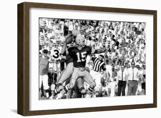 Quarterback Bart Starr of Green Bay Packers at Super Bowl I, Los Angeles, CA, January 15, 1967-Art Rickerby-Framed Photographic Print