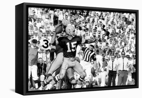 Quarterback Bart Starr of Green Bay Packers at Super Bowl I, Los Angeles, CA, January 15, 1967-Art Rickerby-Framed Stretched Canvas